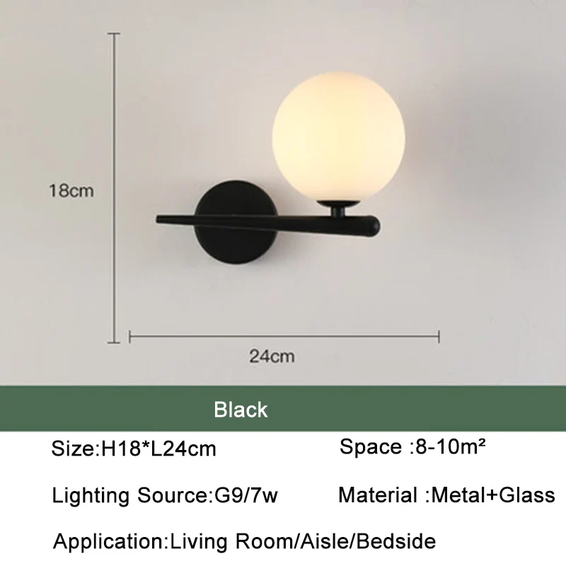 Nordic Glass Ball LED Wall Light