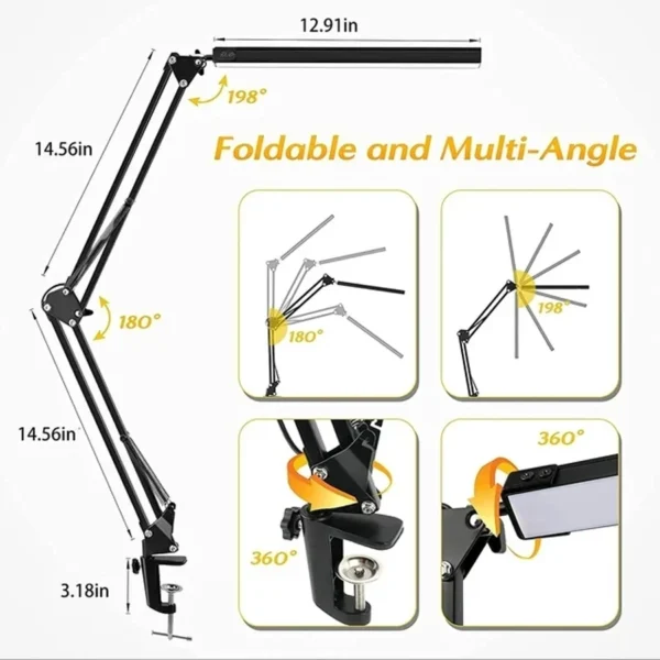 LED Desk Lamp with Clamp Swing Arm