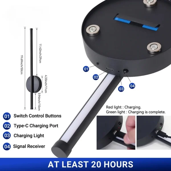 Magnetic Rechargeable Wall Lamp Black and Gold