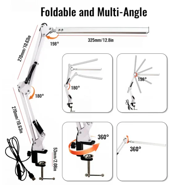 LED Desk Lamp with Clamp Swing Arm