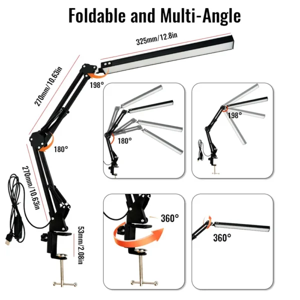 LED Desk Lamp with Clamp Swing Arm