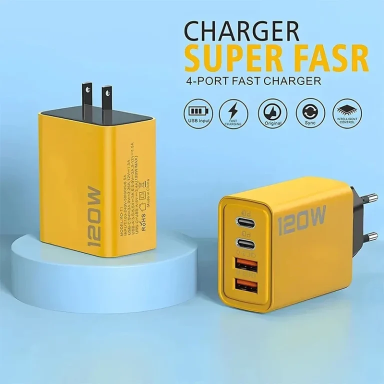 120W 4 Port Type C Fast Charging USB Phone Charger Adapter US EU Plug