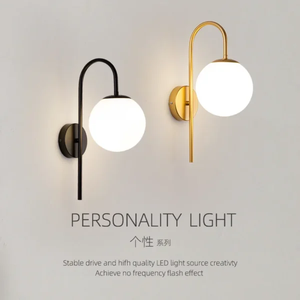 Modern Simple LED Wall Lamp Glass Ball